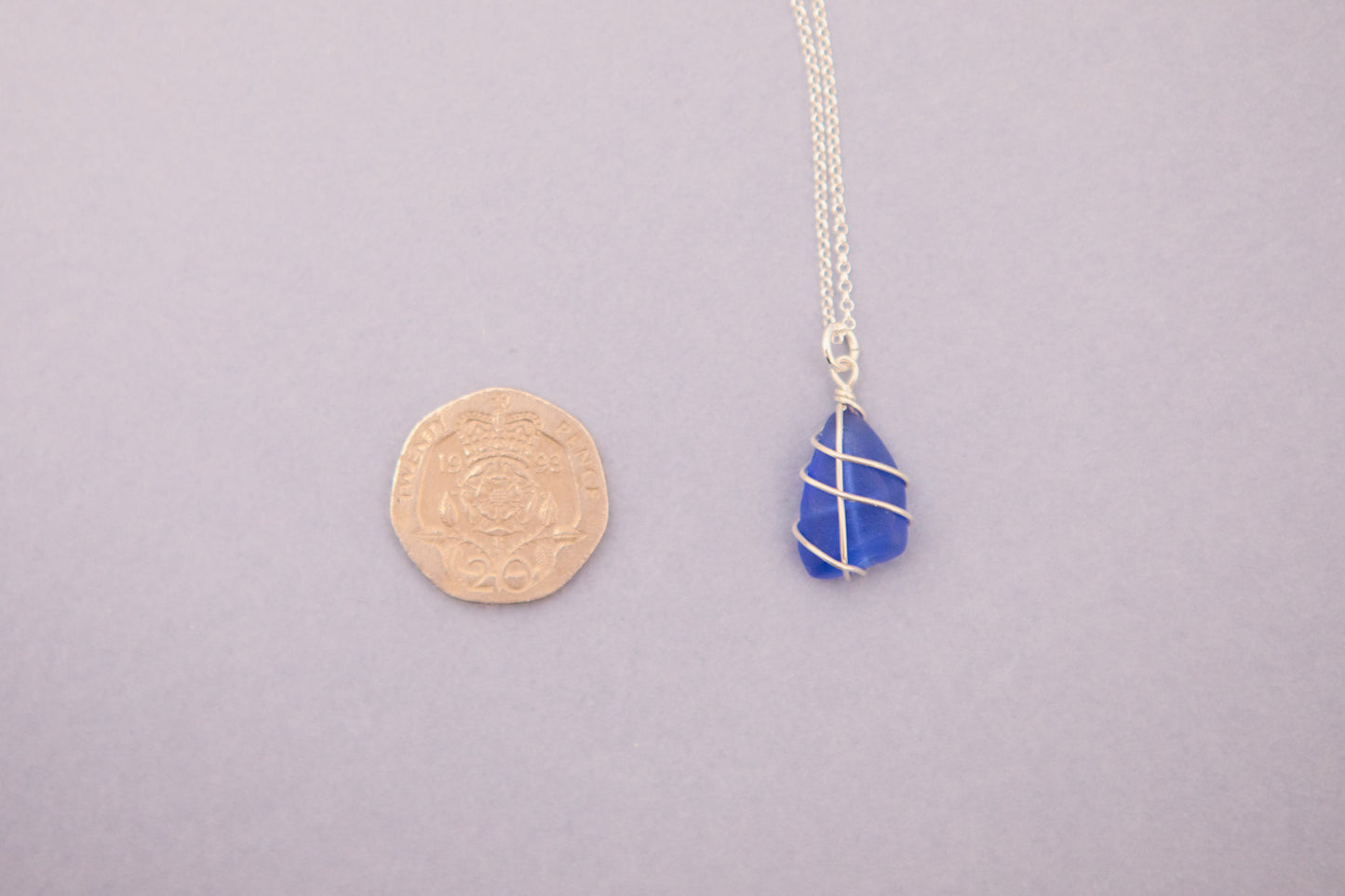 Classic Silver Necklace - Cobalt Blue