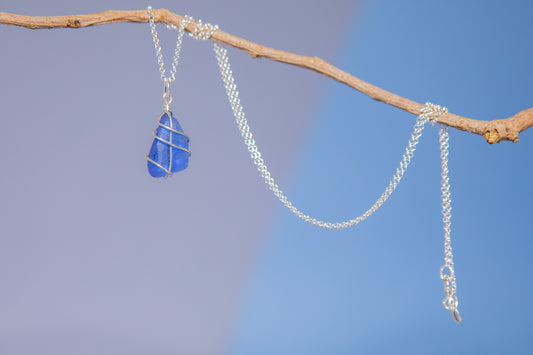 Classic Silver Necklace - Cobalt Blue