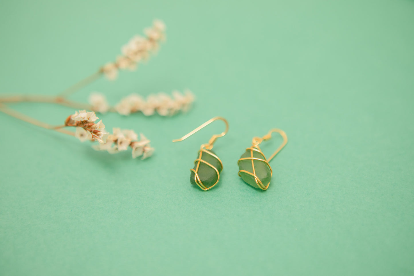 Classic gold earrings - Dark Green