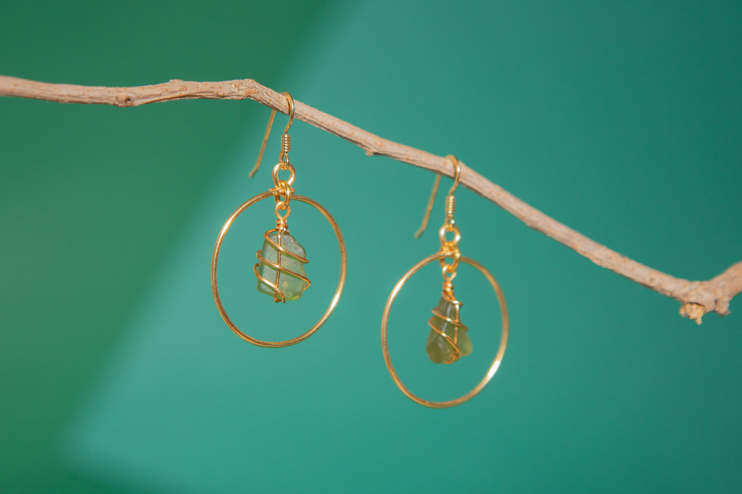 Jennie Hoops in Gold & Dark Green