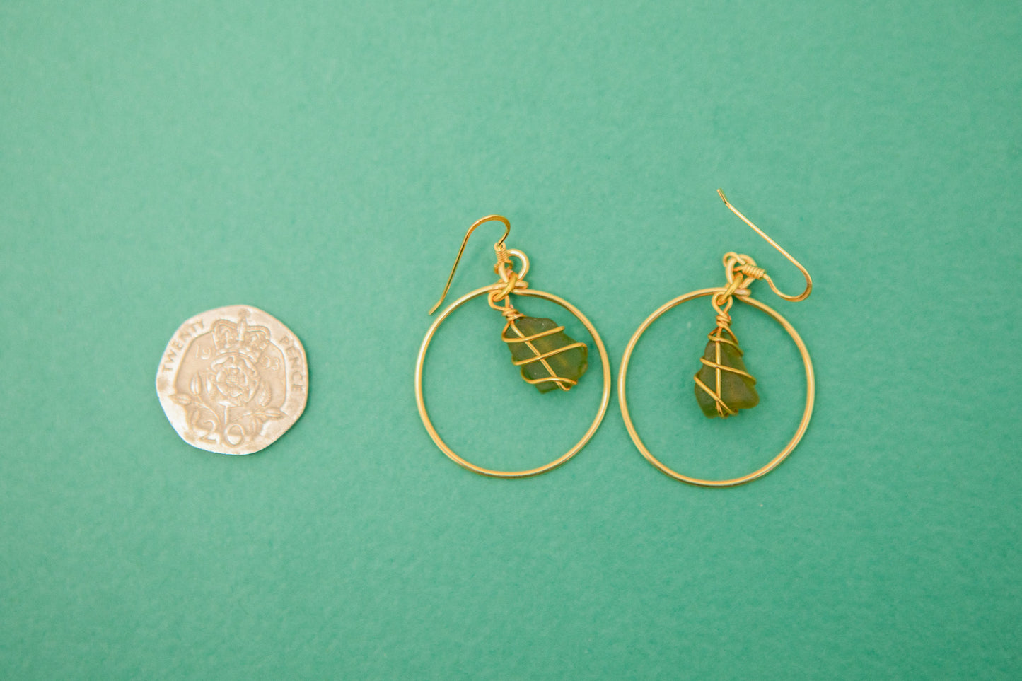 Jennie Hoops in Gold & Dark Green