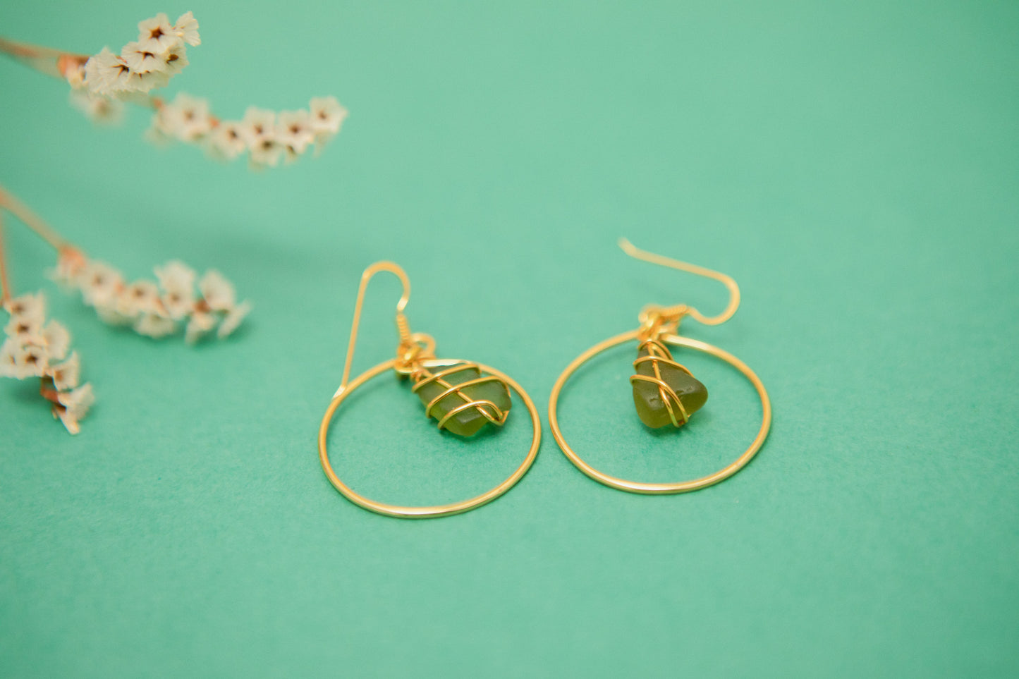 Jennie Hoops in Gold & Dark Green