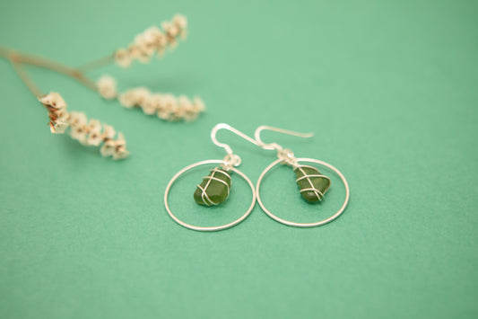 Jennie Hoops in Silver & Dark Green