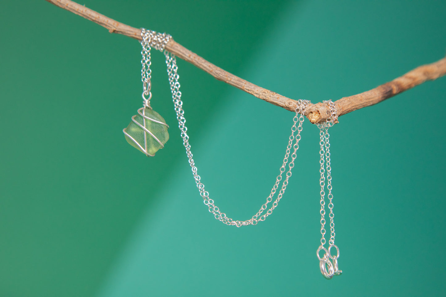 Classic silver necklace - Dark Green