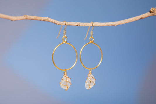 Lillie Hoops in Gold & White