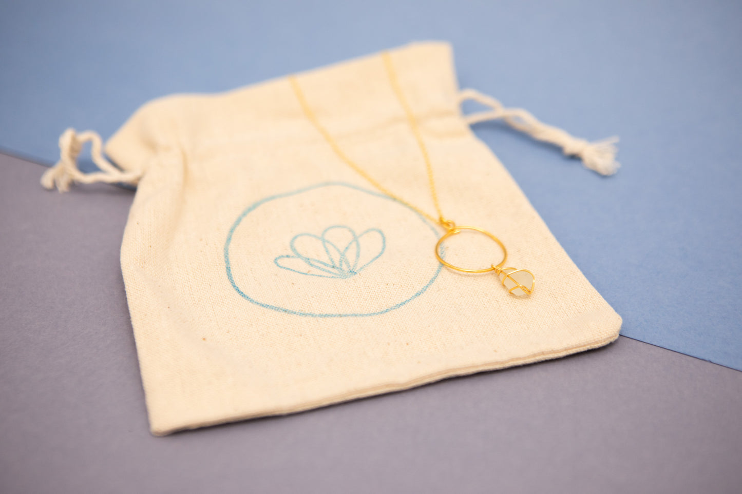 Lillie Hoop Necklace in Gold & Frosted White