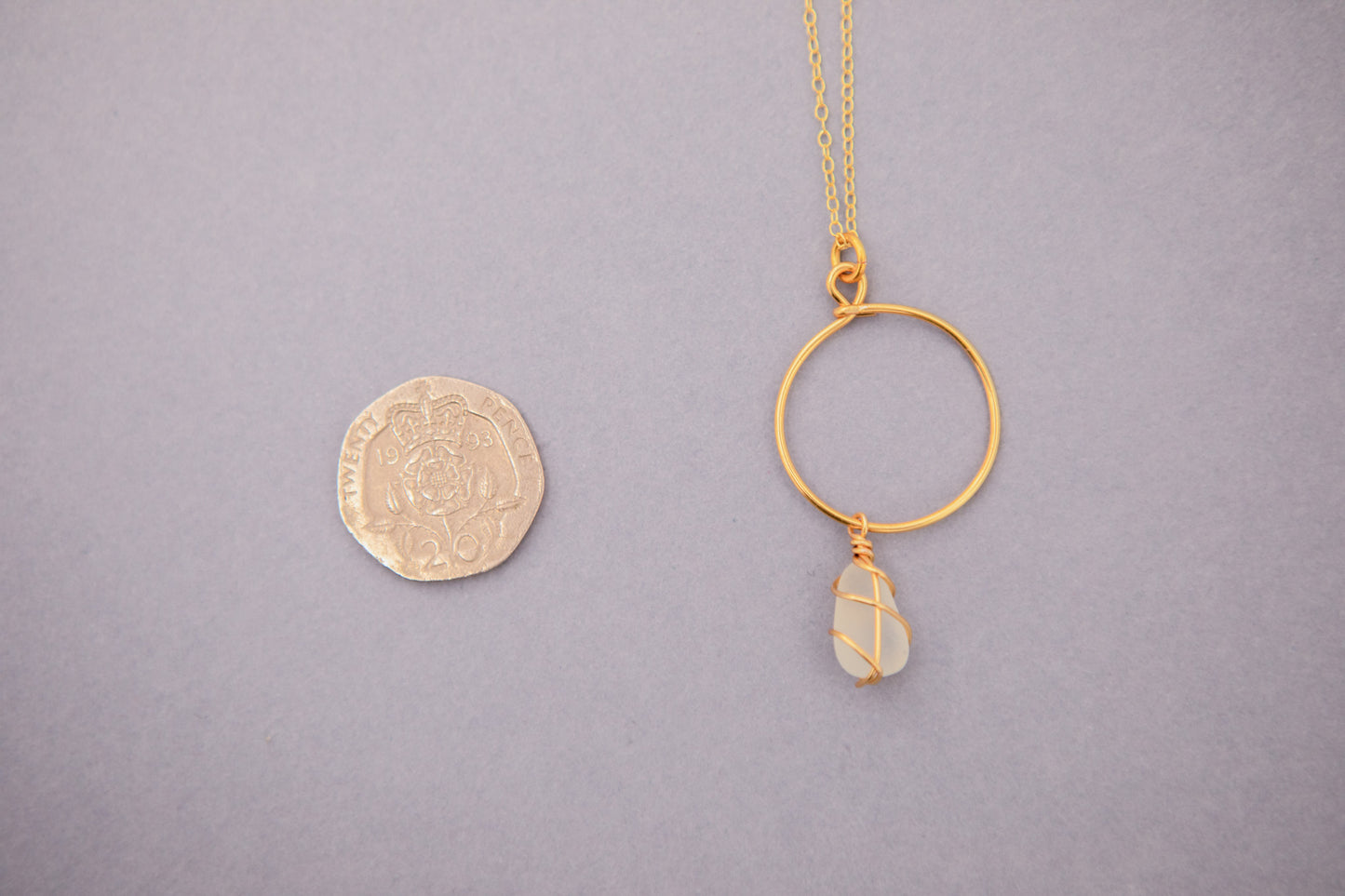 Lillie Hoop Necklace in Gold & Frosted White