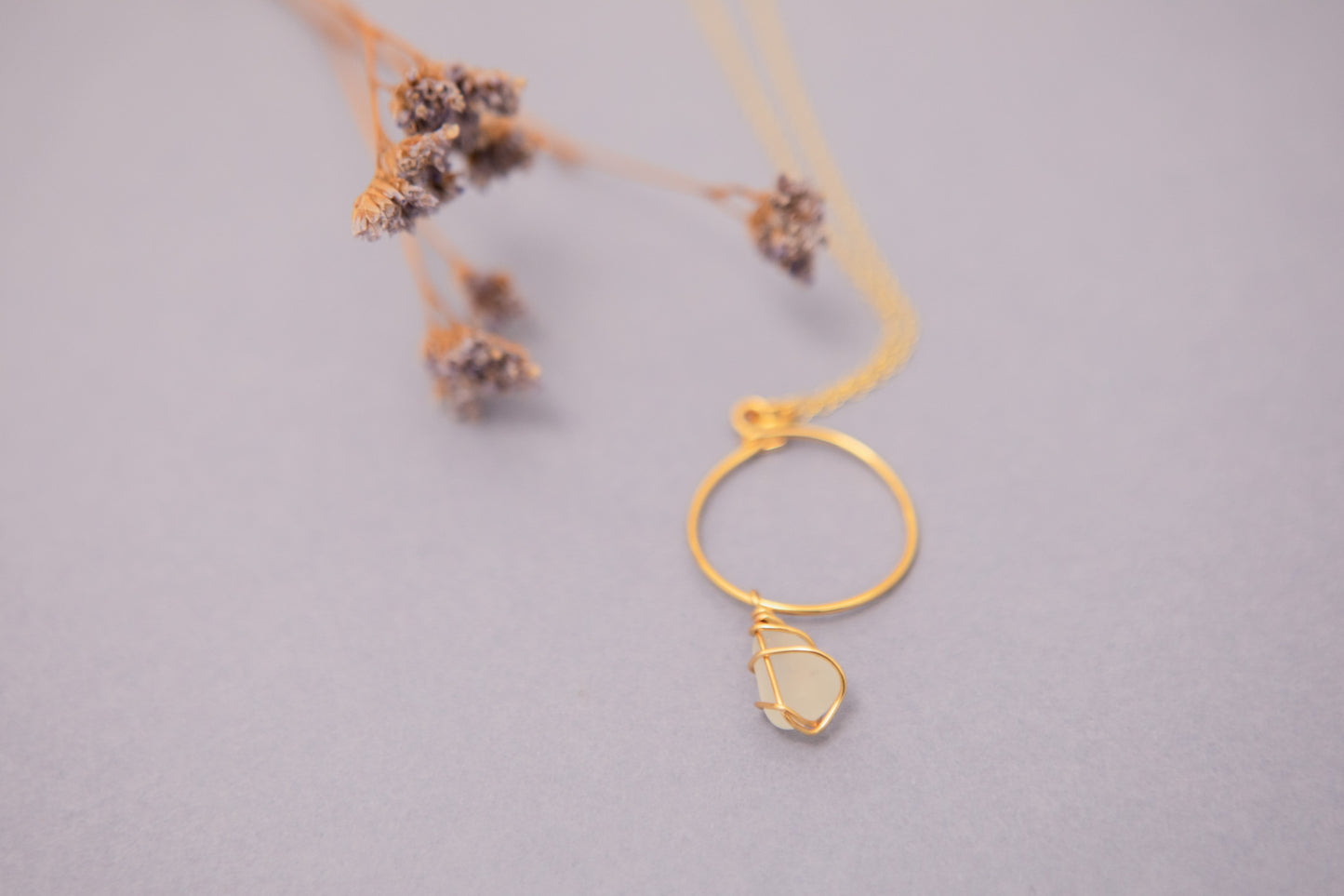 Lillie Hoop Necklace in Gold & Frosted White