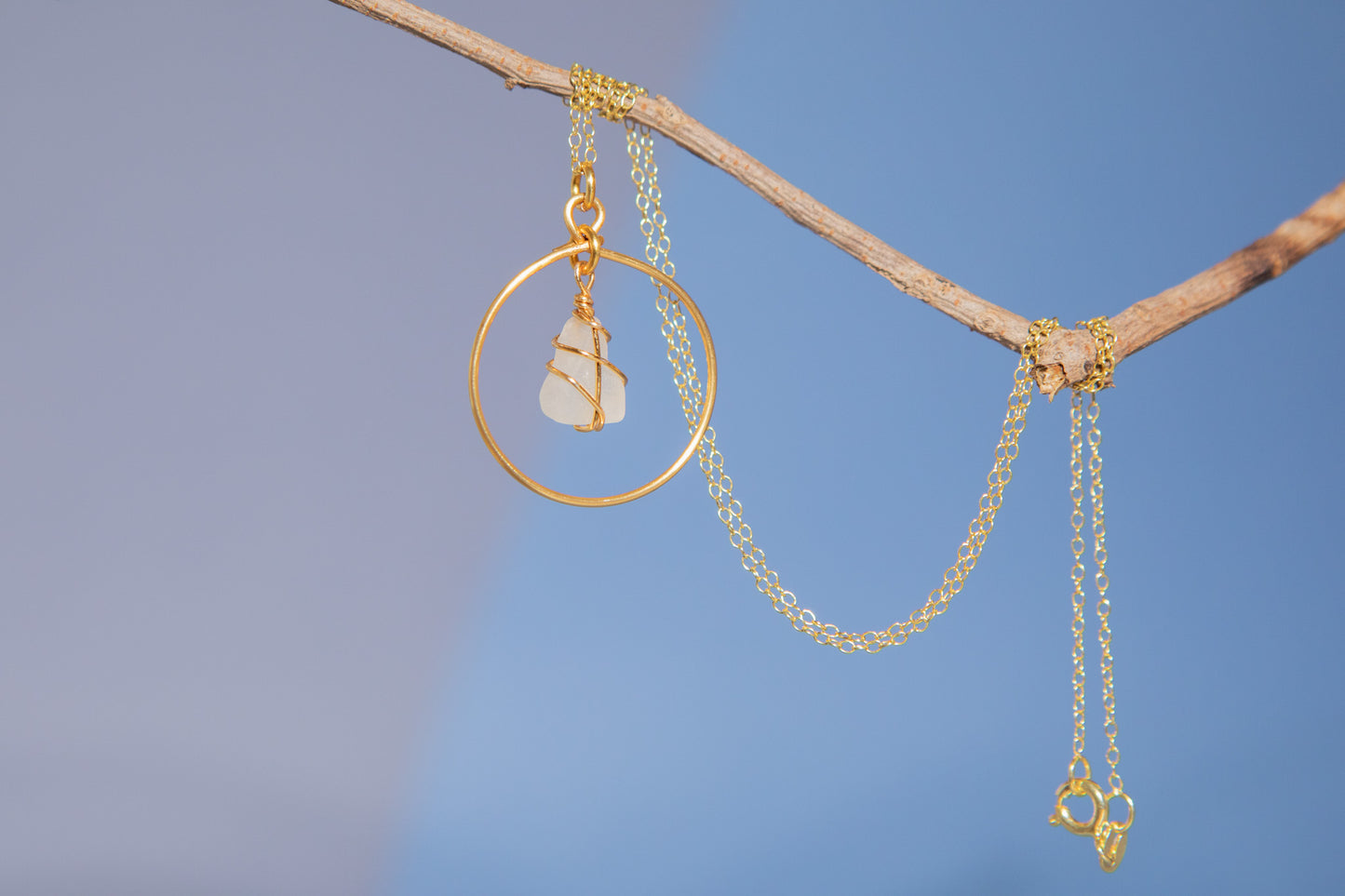 Jennie Hoop Necklace in Gold & Frosted White
