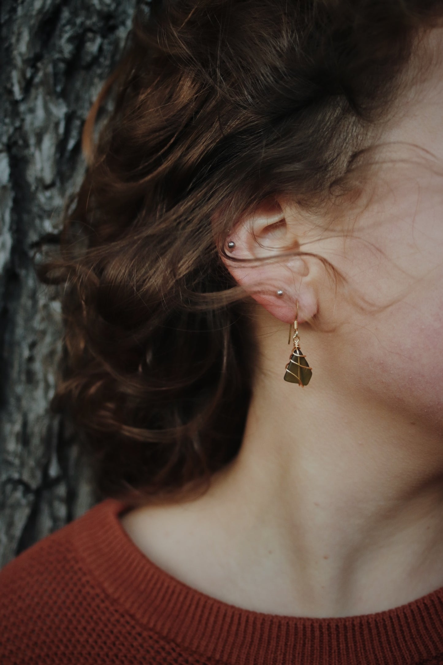 Classic gold earrings - Dark Green