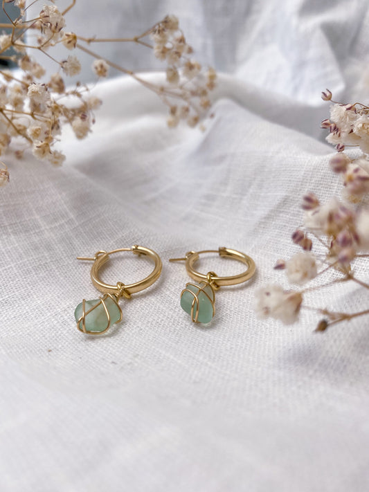 Leone Hoops in Gold Filled & Light Blue