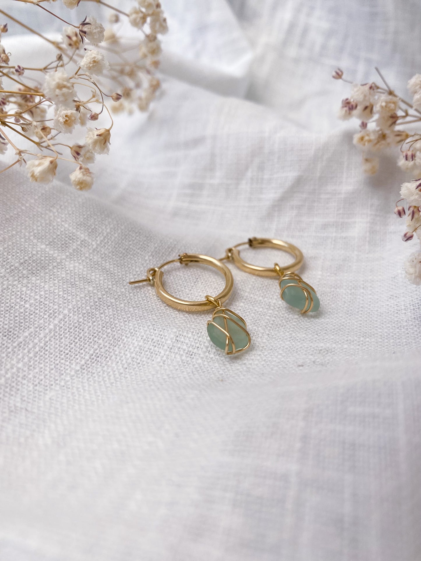 Leone Hoops in Gold Filled & Light Blue