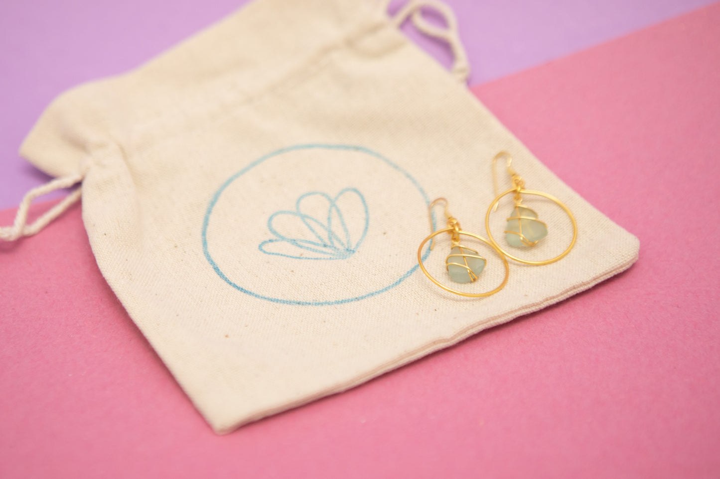 Jennie Hoops in Gold & Light Blue