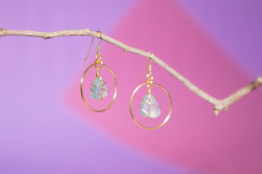 Jennie Hoops in Gold & Light Blue