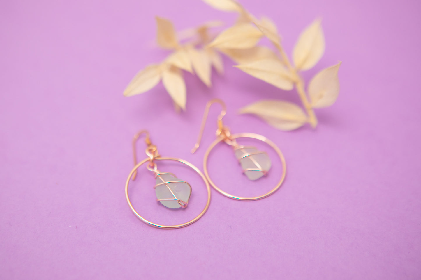 Jennie Hoops in Rose Gold & Light Blue