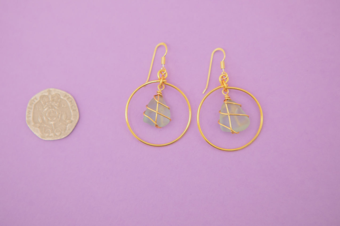 Jennie Hoops in Gold & Light Blue