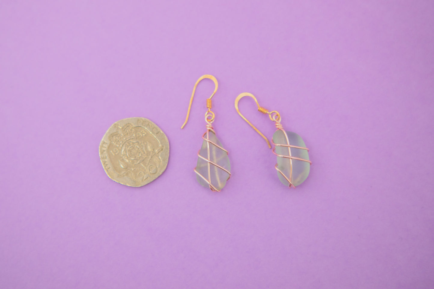 Classic rose gold earrings - Light Blue