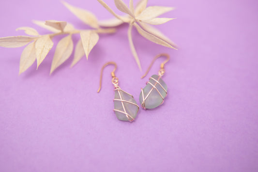 Classic rose gold earrings - Light Blue