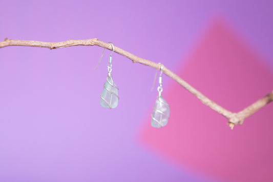 Classic silver earrings - Light Blue