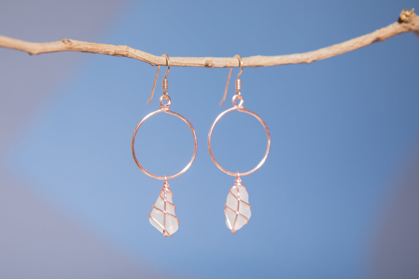 Lillie Hoops in Rose Gold & White