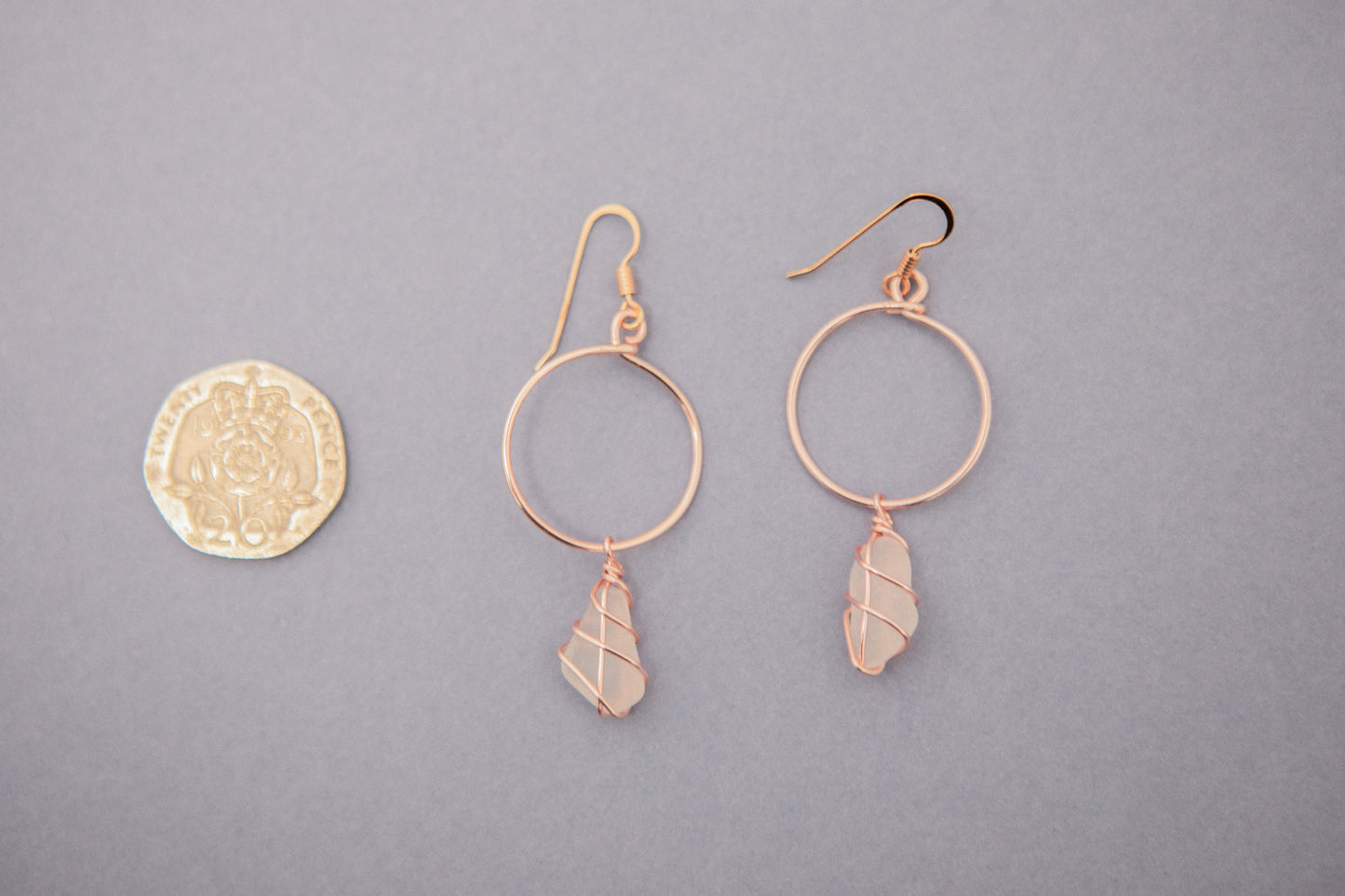 Lillie Hoops in Rose Gold & White