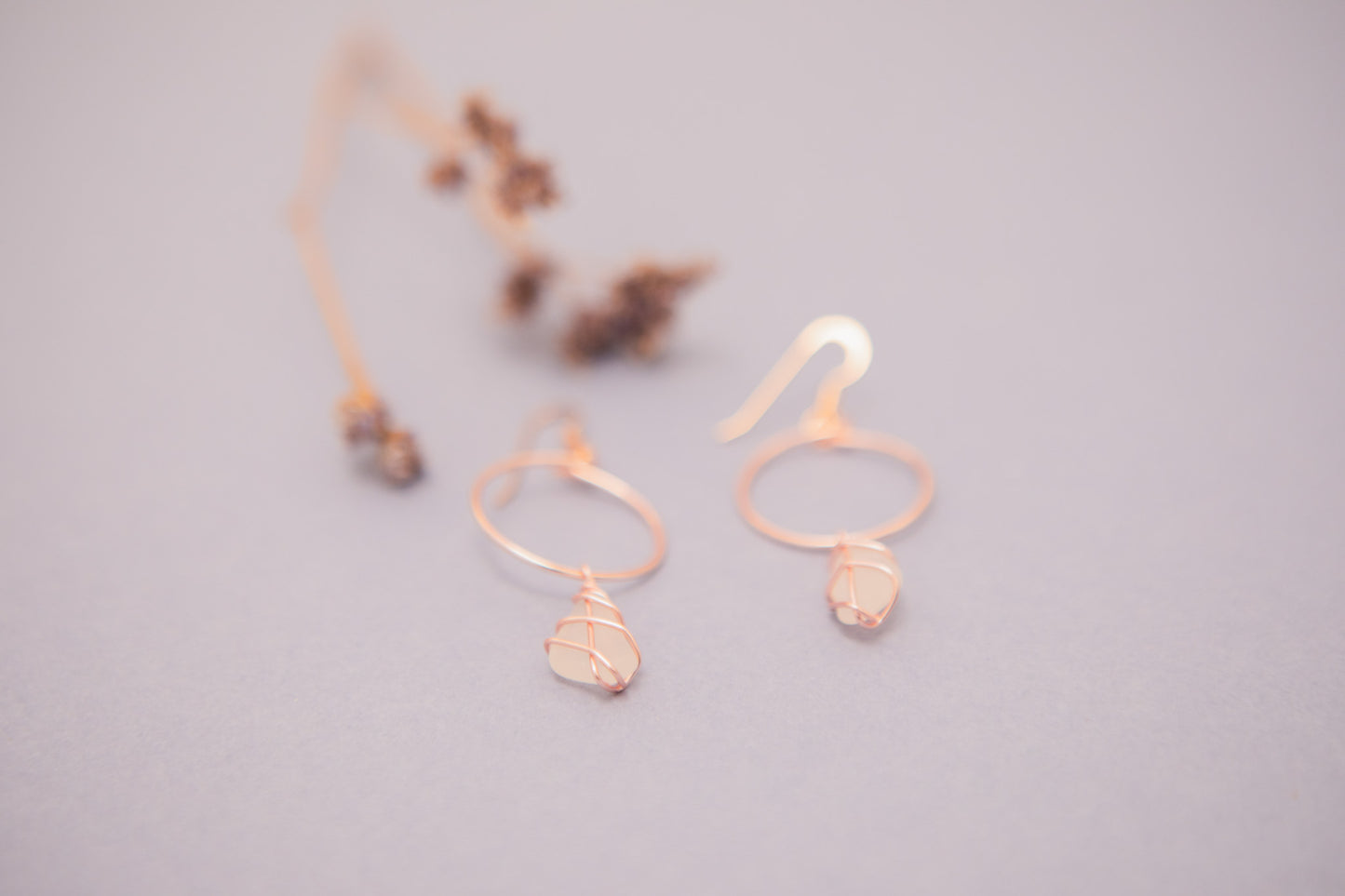 Lillie Hoops in Rose Gold & White