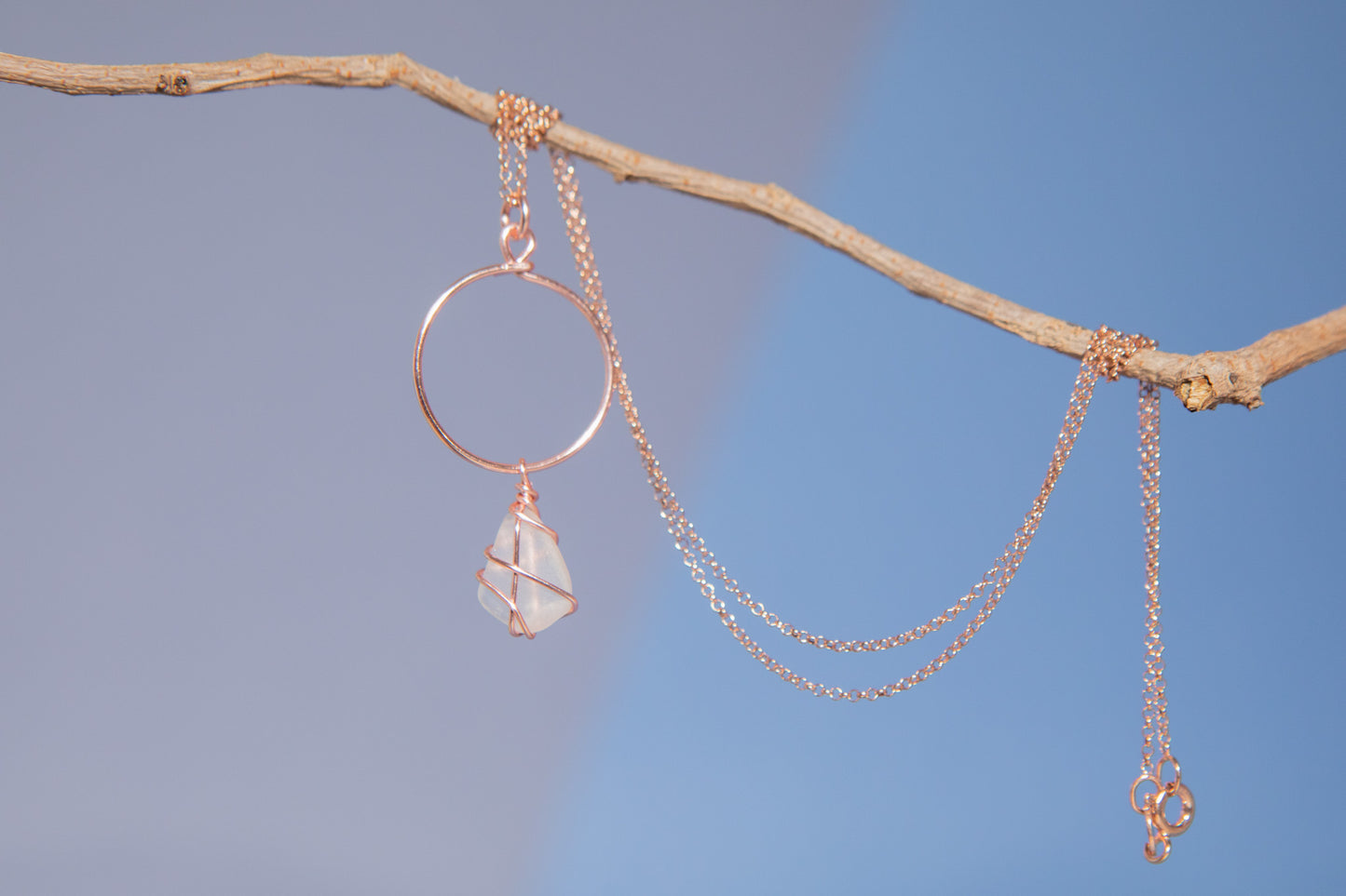 Lillie Hoop Necklace in Rose Gold & Frosted White