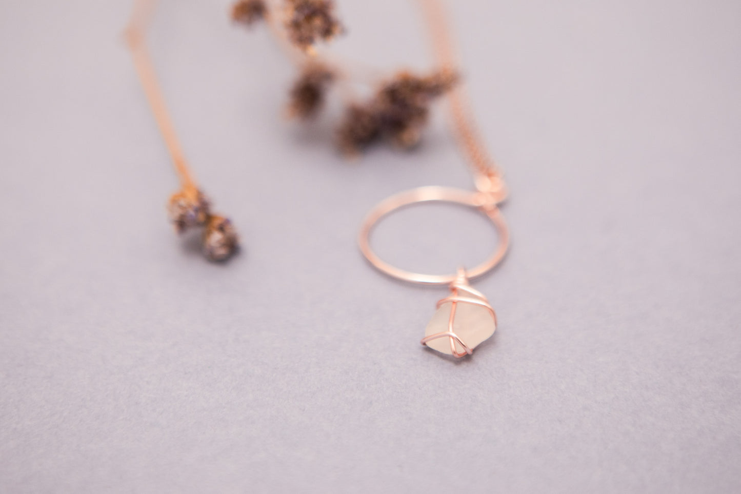 Lillie Hoop Necklace in Rose Gold & Frosted White