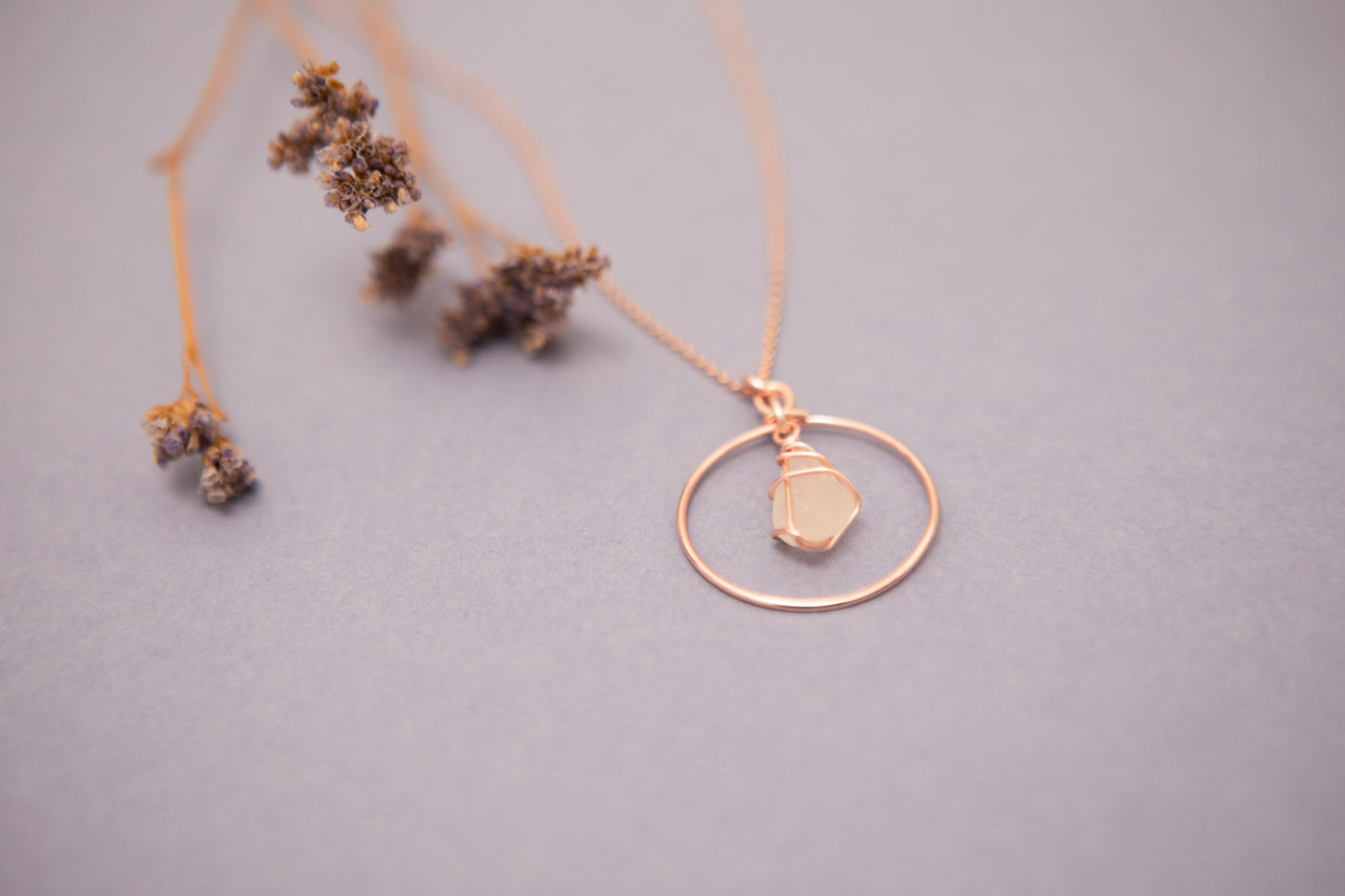 Jennie Hoop Necklace in Rose Gold & Frosted White