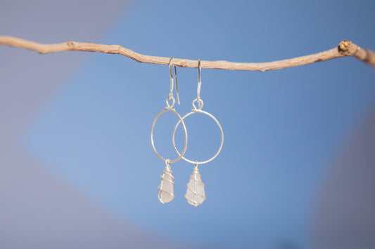 Lillie Hoops in Silver & White