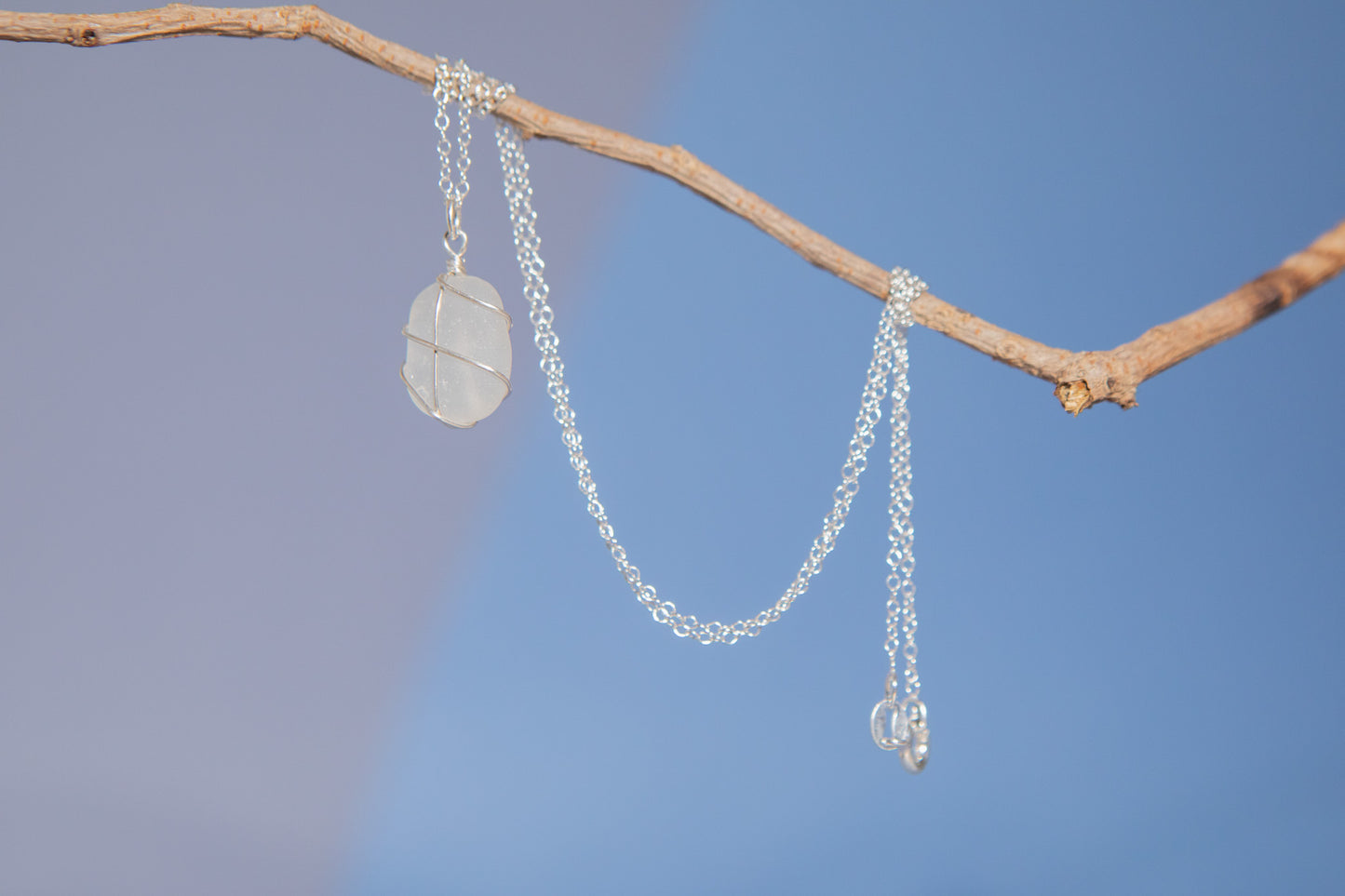 Classic silver necklace - Frosted White