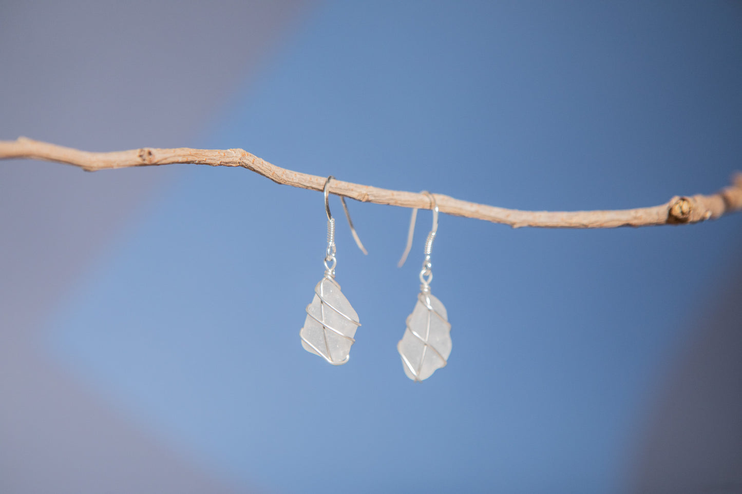Classic silver earrings - Frosted White