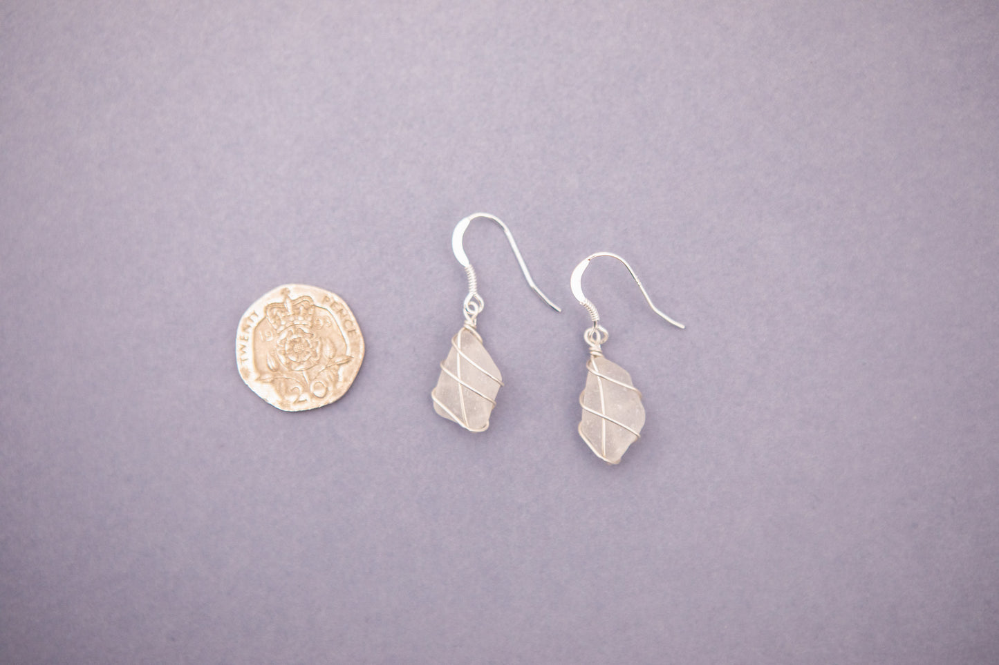 Classic silver earrings - Frosted White